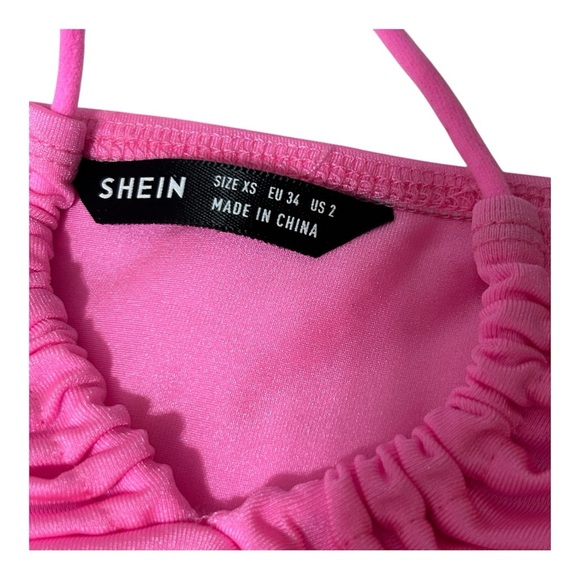 SHEIN Pink Halter Top‎ Scarf Bandana Festival Rave Party Club Sexy Ruched - Picture 2 of 4